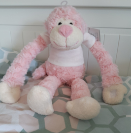 Knuffel slingeraapje 45 cm roze (met naam)