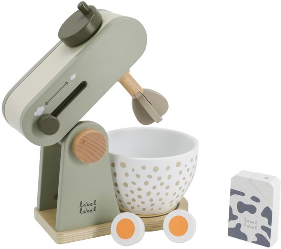 Label Label houten mixer Olijf met naam