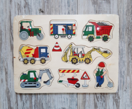 Houten puzzel werk in uitvoering met knopje (met naam)