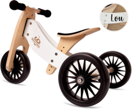 Kinderfeets 2-in-1 houten loopfiets & driewieler met naam -Wit