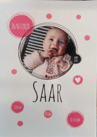 Geboortedoos met foto - roze dots
