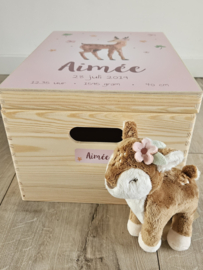 Houten herinneringskist met naam Hertje