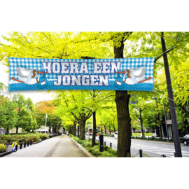 Spandoek / straatbanner  'Hoera een jongen'