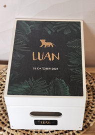 Houten herinneringskist met naam  Junglelook