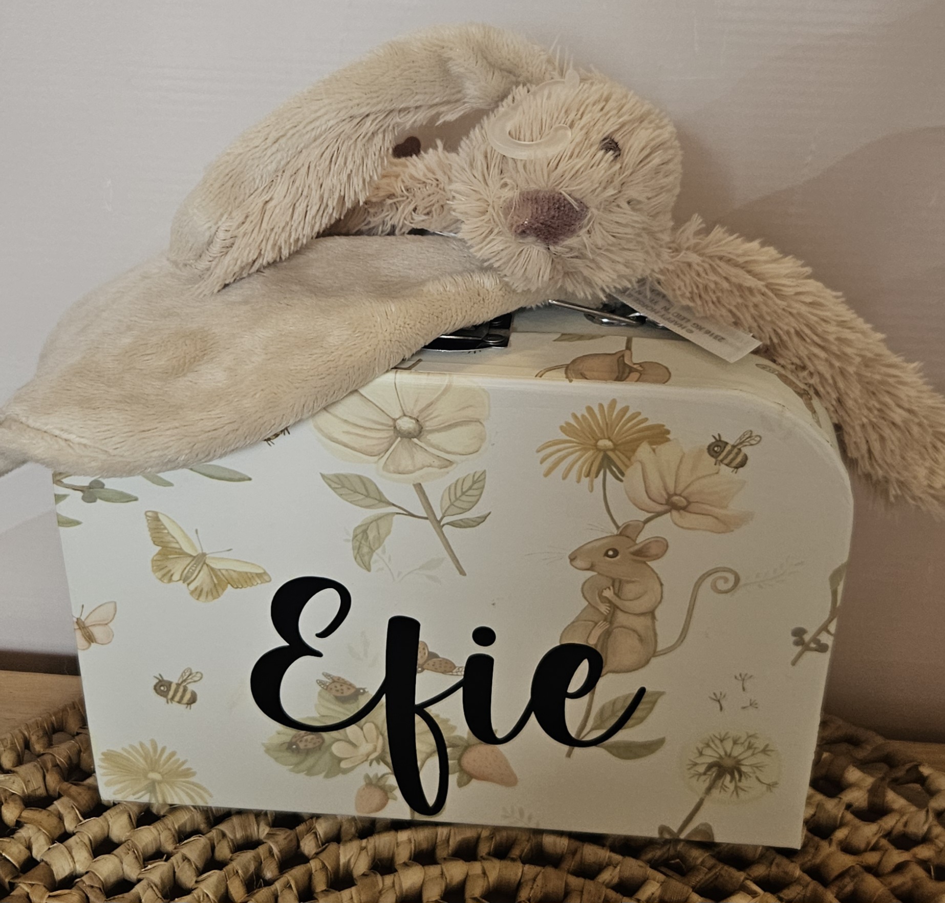Jollein koffertje klein met knuffeldoekje (met naam)