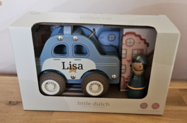 Little Dutch houten politiewagen met poppetje  (met naam)