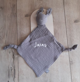 ''Jollein'' speendoekje Bunny Ears -storm grey (met naam)