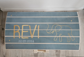 Naturel houten speelgoedkist met naam 'Olifant silhouette'