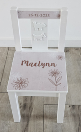 Stoeltje met naam Bloem Pinkstone