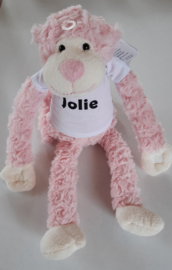 Knuffel slingeraapje 45 cm roze (met naam)