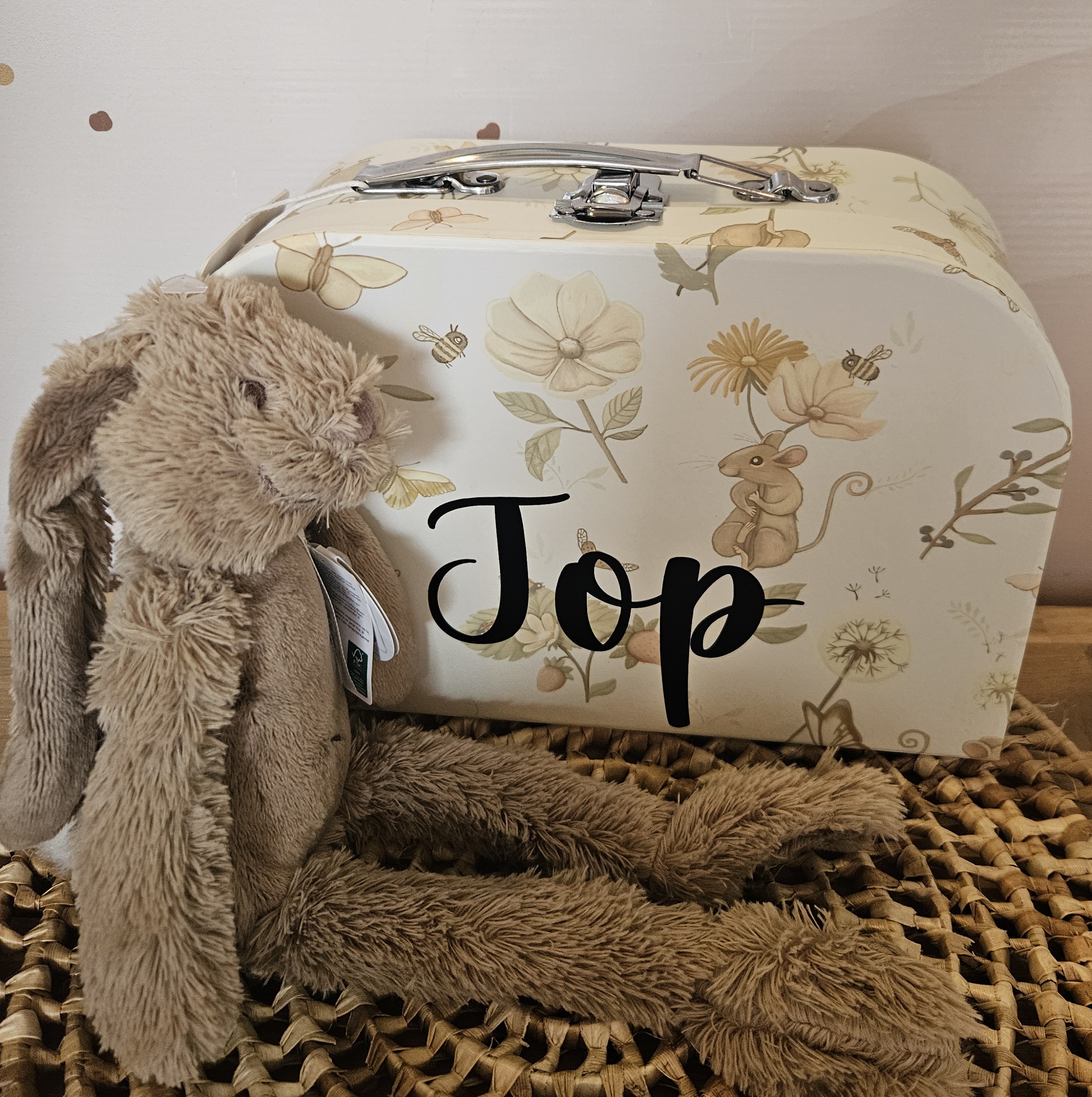 Jollein koffertje groot met knuffel  (met naam)