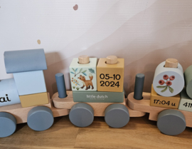 Little Dutch Forest Friends  blokkentrein met geboortegegevens