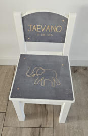 Stoeltje met naam en Olifant silhouette
