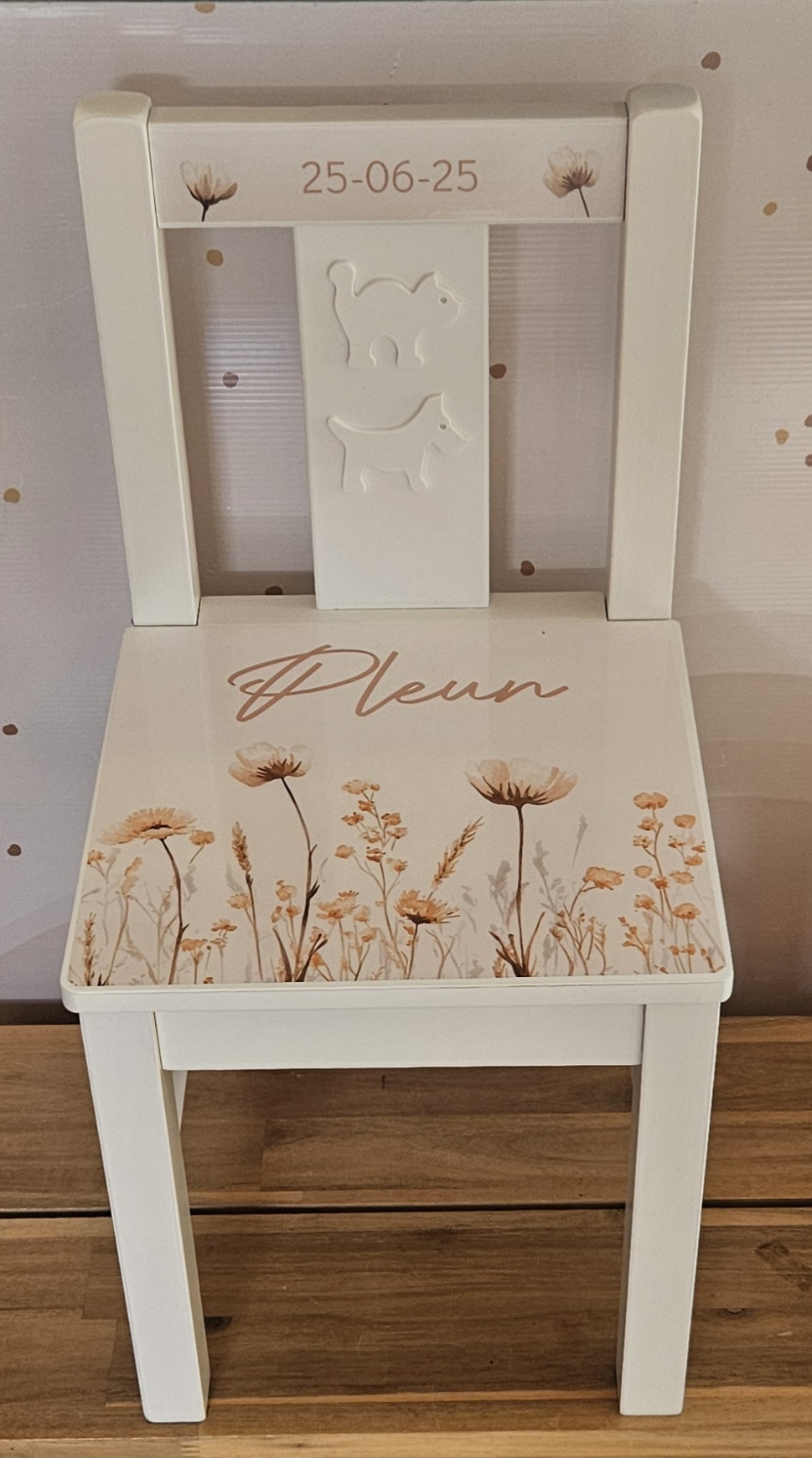 Stoeltje met naam Wildflowers