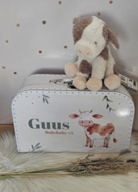 koffertje met naam  schattige Koe en knuffel
