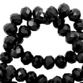 Top Facet kralen 3x2 mm disc Jet black-pearl shine coating