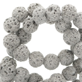 6 mm natuursteen kralen mat Lava Grey, per 10 stuks