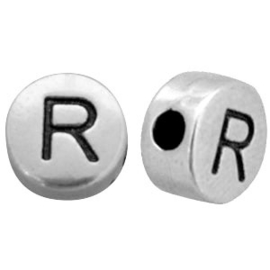 DQ metalen letterkralen # R Antiek zilver (nikkelvrij)
