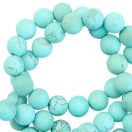 Natuursteen kralen 8mm mat Blue turquoise