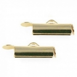 2x eindkap voor weefarmbanden 12 mm goud kleur (designerskwaliteit)