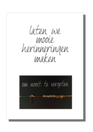 kaart  + envelop + postzegel 'LATEN WE MOOIE HERINNERINGEN MAKEN'