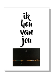 kaart  + envelop + postzegel 'IK HOU VAN JOU'