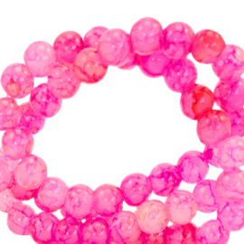 6 mm glaskralen gemêleerd Hot pink