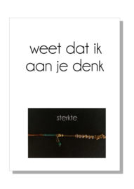 kaart  + envelop + postzegel 'WEET DAT IK AAN JE DENK'