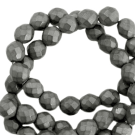 Hematite kralen rond 6mm facet geslepen mat Anthracite grey