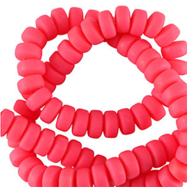 Polymeer kralen rondellen 7mm Neon coral pink