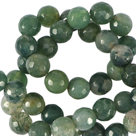 Natuursteen kralen chalcedoon (jaspis) 8mm facet geslepen Moss green