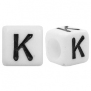 Letterkraal K (acryl) wit 6 x 6 mm (rijggat 3,6 mm), per stuk