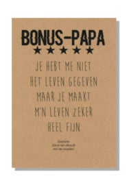 kaart  + envelop + postzegel 'BONUS PAPA'