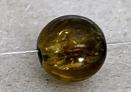 Glaskraal crackle olijfgroen 10 mm