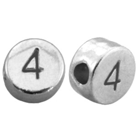 DQ metalen cijferkralen # 4 Antiek zilver (nikkelvrij)