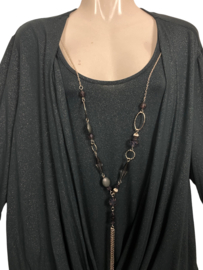 APRICO Chique stretch shirt met ketting 44