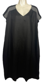 YESTA Leuke zwarte oversized linnen jurk 50-52