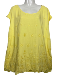 YESTA Leuke gele broderie blouse 46