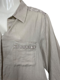 YESTA Aparte linnenmix blouse met kant 44