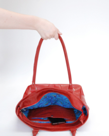 Recycled red leather shopper