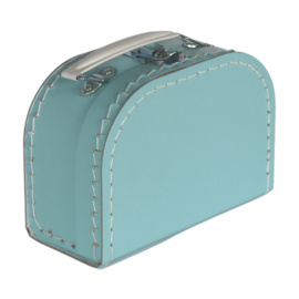 Kartonnen koffertje baby blauw - 16 cm