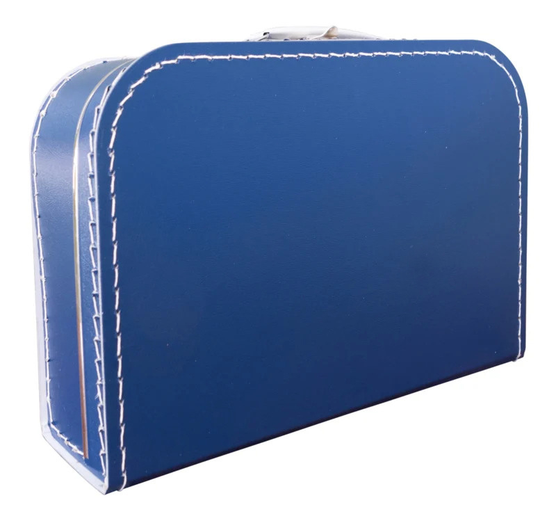 Kartonnen koffertje donker blauw - 30 cm