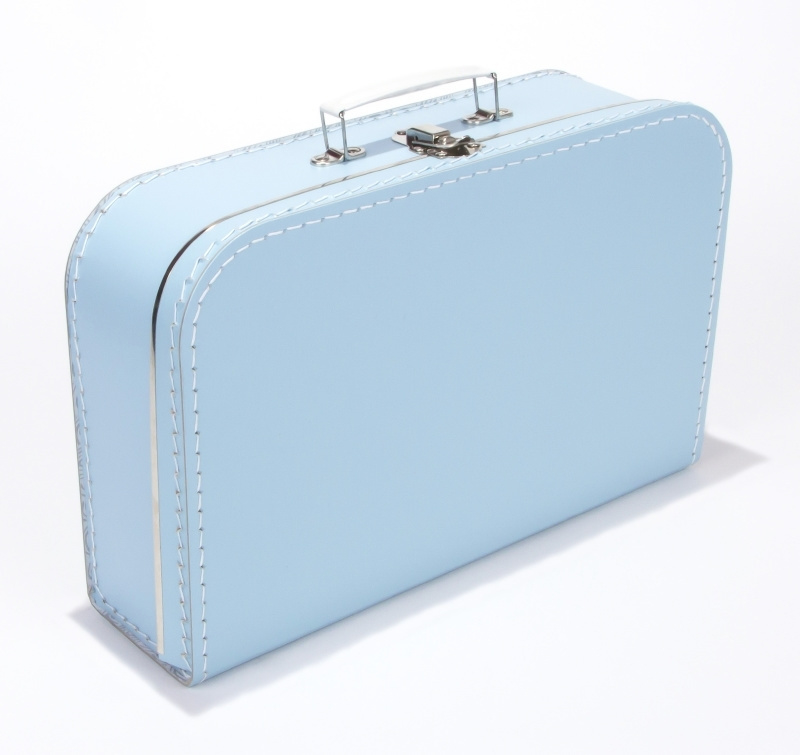 Kartonnen koffertje baby blauw - 35 cm