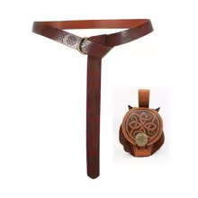 Kunstleer middeleeuwse heuptas met trekkoord en bedrukte riemcombo