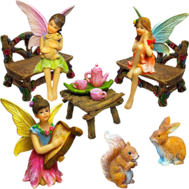 Miniature Figurines and Accessories Starter Kit - Fairy Garden Set of 12 pcs