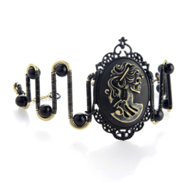 Edelvrouw hoofd portret zwart en brons gekleurde steampunk