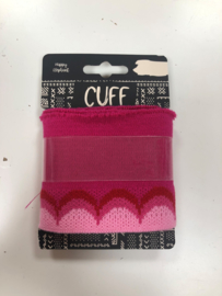 Cuff boordstof donkerroze boogjes