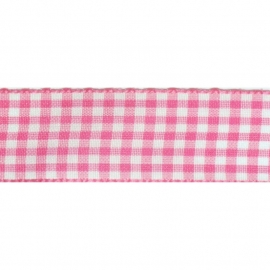 Lint geruit 25 mm roze