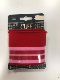 Cuff boordstof rood roze streep