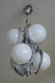jaren 70 lamp. Chroom met 6 glazen bollen.
